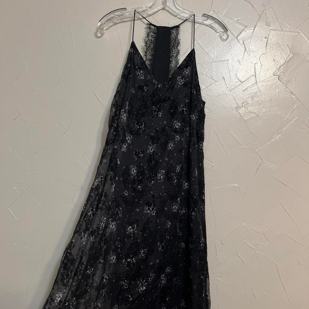 Maxi Dress Women Size M Black NWT Floral Lace Racerback Sheer Whimsigoth
